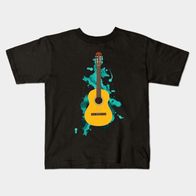 Classical Acoustic Guitar Natural Finish Kids T-Shirt by nightsworthy